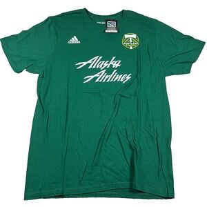 Adidas Mens Large Green Portland Timbers Alaska Airlines Wallace #22 T-Shirt NWT